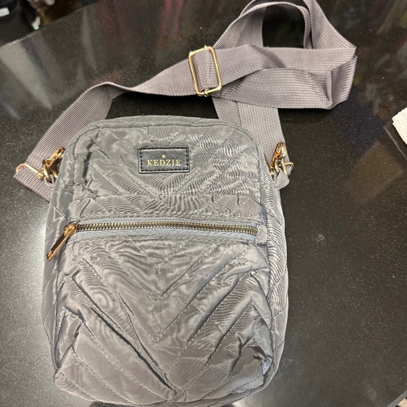 Kedzie Cloud 9 Quilted Crossbody Handbag - Gray and Gold accents - Picture 1 of 6